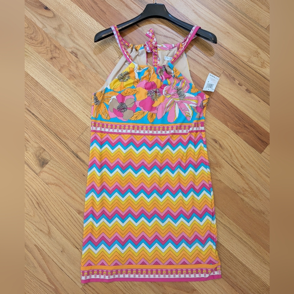 NWT! Trina Turk Multicolor Floral and Geometric Dress